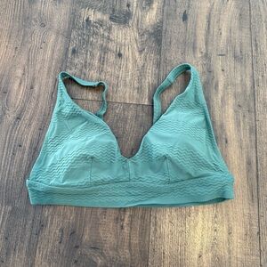 Aerie Aqua Green Textured Scoop Triangle Top Padded Bikini Top Size Large